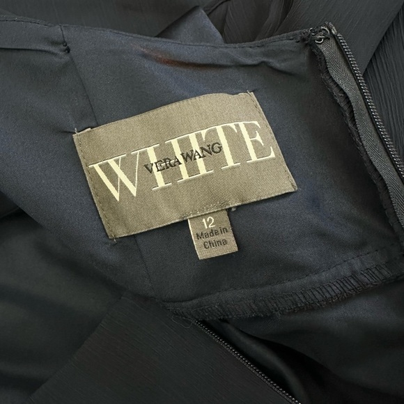 White by Vera Wang Long Chiffon Halter Cascading Bridesmaid Dress in Midnight - Picture 10 of 14